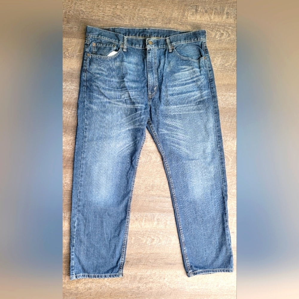 Levi's 505 Jean's Men's 40X30 Medium Wash Distressed Denim Blue 100% Cotton Rela